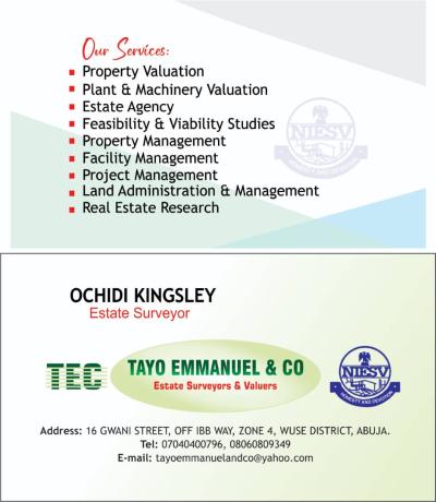 Tayo Emmanuel and co Estate Surveyor and Valuers